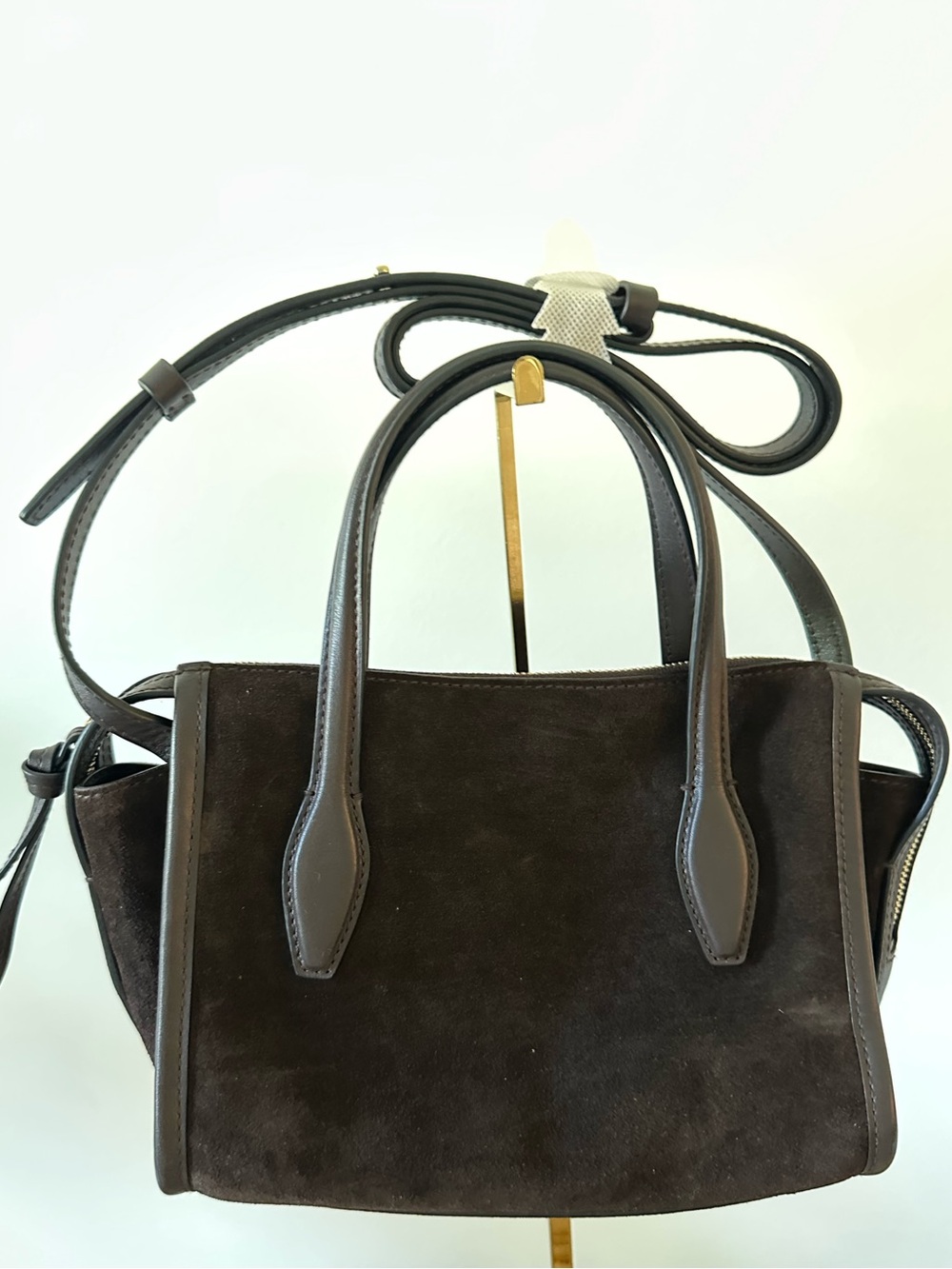 Madewell Lexington - Dark Brown Suede Crossbody Bag with Leather Trim